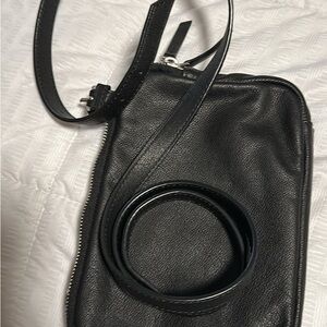 Elegant Black Leather Crossbody Bag